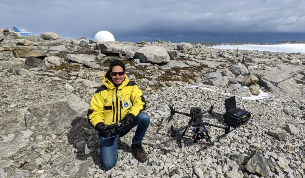 Drone launch on Antarctic terrain at ASPA135