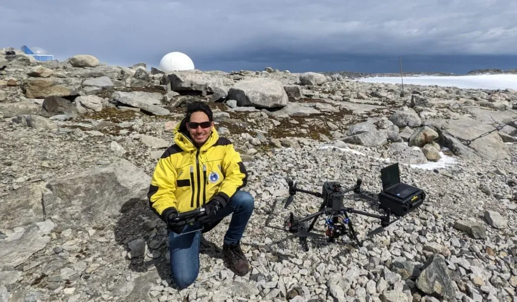 Drone launch on Antarctic terrain at ASPA135