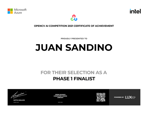 OpenCV AI Competition Phase 1 finalist