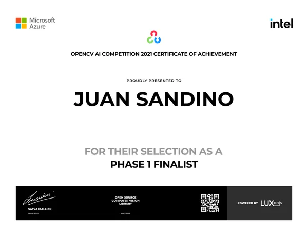 OpenCV AI Competition Phase 1 finalist